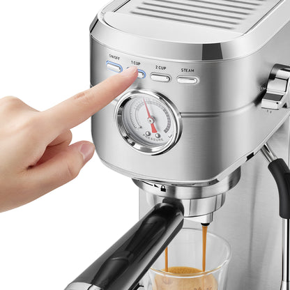 CASABREWS CM5418 Espresso Machine 20 Bar, Compact Espresso Maker with Steam Milk Frother, Stainless Steel Coffee Machine with 34oz Removable Water Tank