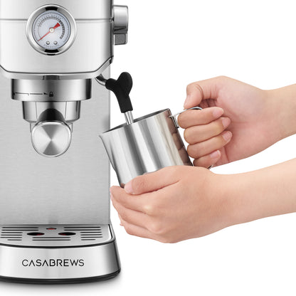 CASABREWS CM5418 Espresso Machine 20 Bar, Compact Espresso Maker with Steam Milk Frother, Stainless Steel Coffee Machine with 34oz Removable Water Tank