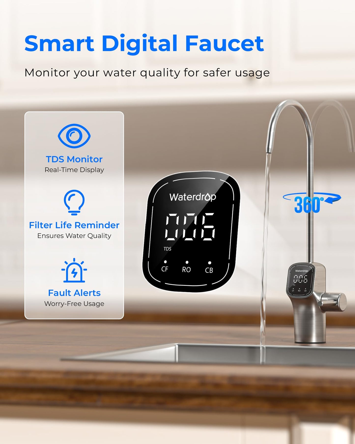 800 GPD Tankless RO System with UV Sterilizing Light - Waterdrop G3P800